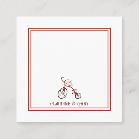 Merry Kerstmis Tricycle Joy Gift Label Informatiekaartje (Achterkant)