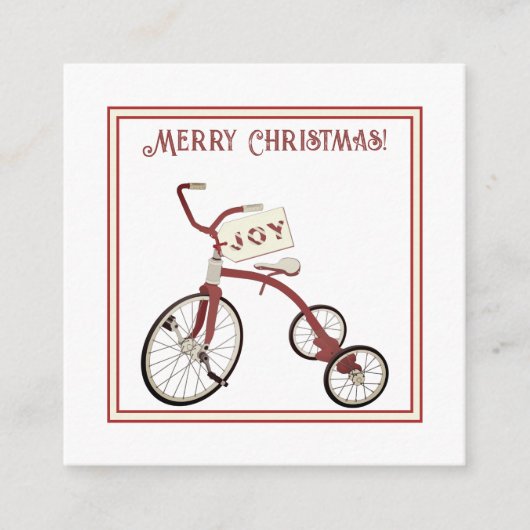 Merry Kerstmis Tricycle Joy Gift Label Informatiekaartje (Voorkant)