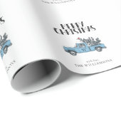 Merry Kerstmis Truck and Tree Monogram Cadeaupapier (Rol Hoek)