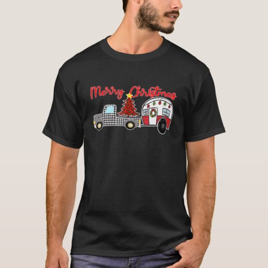 Merry Kerstmis  Truck Camper Full Timer Rv T-shirt (Voorkant)