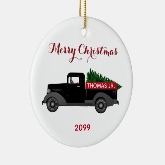 Merry Kerstmis Truck Ceramic Ornament (Rechts)