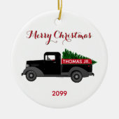 Merry Kerstmis  Truck Ceramic Ornament (Voorkant)