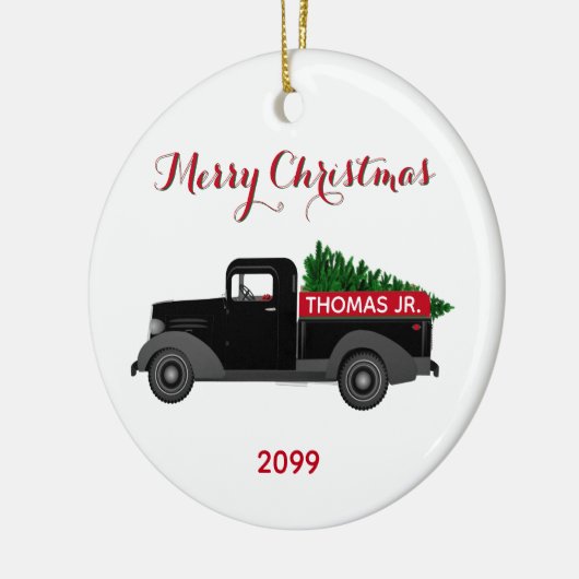 Merry Kerstmis  Truck Ceramic Ornament (Links)