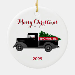 Merry Kerstmis  Truck Ceramic Ornament