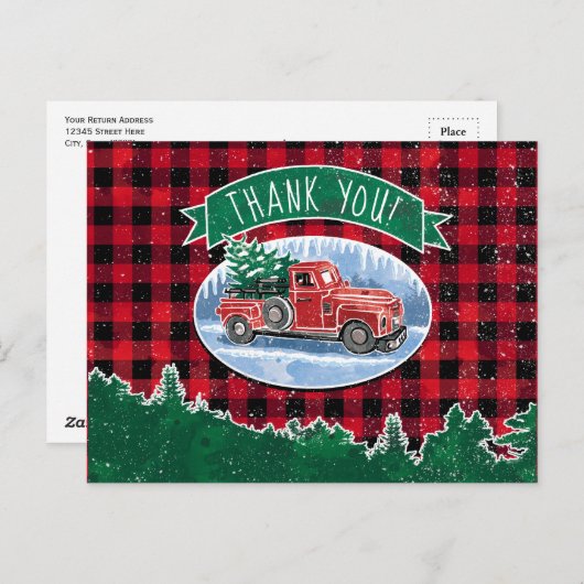 Merry Kerstmis Truck Dank u Briefkaart (Voorkant / Achterkant)