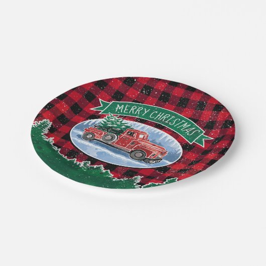 Merry Kerstmis  Truck Papieren Bordje (Gekanteld)