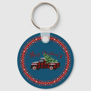 Merry Kerstmis  Truck Pine Tree Sleutelhanger