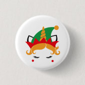 Merry Kerstmis Unicorn Elf Button (Voorkant)