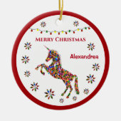 Merry Kerstmis Unicorn Glitter Personaliseren Keramisch Ornament (Voorkant)