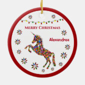 Merry Kerstmis Unicorn Glitter Personaliseren Keramisch Ornament (Achterkant)