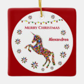 Merry Kerstmis Unicorn Glitter Personaliseren Keramisch Ornament (Voorkant)