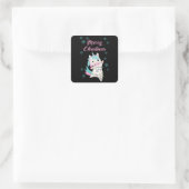 Merry Kerstmis Unicorn Magical Snow Vierkante Sticker (Tas)