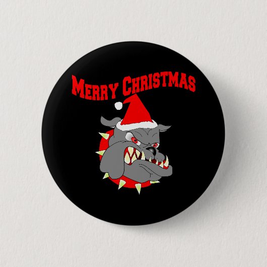 Merry Kerstmis USMC Devil Dog Ronde Button 5,7 Cm (Voorkant)