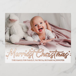 Merry Kerstmis Verjaardagsaankondiging Foto Folie Feestdagen Briefkaart