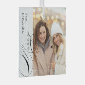 Merry Kerstmis Vertical Photo Snowflake Glas Ornament (Voorkant Rechts)