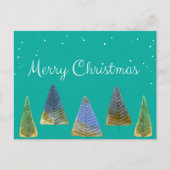 Merry Kerstmis Vintage Trees Vakantie Briefkaart (Voorkant)