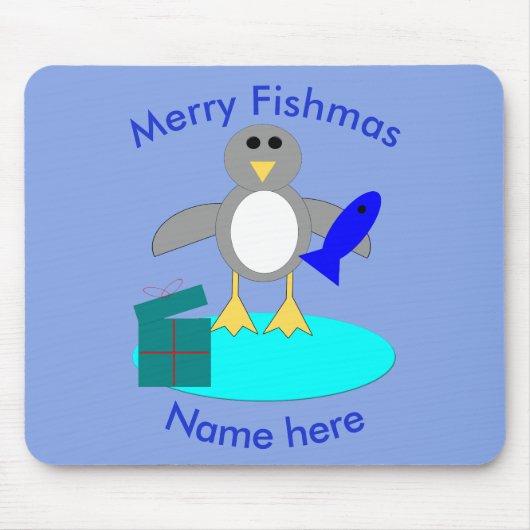 Merry Kerstmis Vissen Penguin Mousepad Muismat (Voorkant)