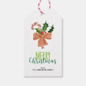Merry Kerstmis Waterverf Candy Cane Personalized Cadeaulabel (Voorkant)