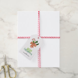 Merry Kerstmis Waterverf Candy Cane Personalized Cadeaulabel
