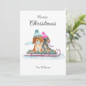 Merry Kerstmis Waterverf Cavalier King Charles Feestdagenkaart (Staand voorkant)