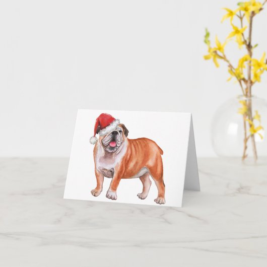 Merry Kerstmis Wenskaart Bull DOG Kaart (Gele Bloem)