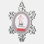 Merry Kerstmis Wereldbol Gingerbrood Cookie Tin Sneeuwvlok Ornament (Rechts)