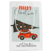 Merry Kerstmis Whimsical Car Tree (aangepast) Medium Cadeauzakje (Voorkant)