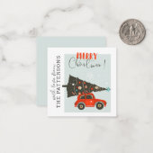 Merry Kerstmis Whimsical Car Tree (aangepast) Notitiekaartje (Voorkant / Achterkant in situ)