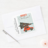 Merry Kerstmis Whimsical Car Tree (aangepast) Vierkante Sticker (Envelop)