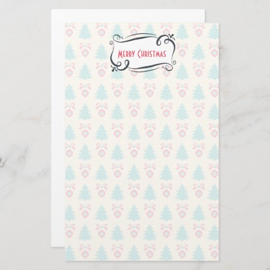 Merry Kerstmis Whimsical Retro Holiday Design Briefpapier (Voorkant / Achterkant)