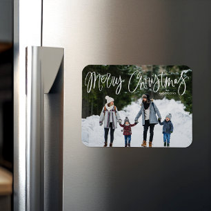 Merry Kerstmis Whimsical Script Holiday Foto Magneet