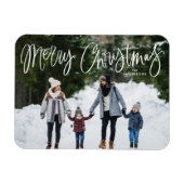 Merry Kerstmis Whimsical Script Holiday Foto Magneet (Horizontaal)