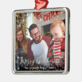 Merry Kerstmis Whimsical Sparkles Holiday Foto Metalen Ornament (Links)