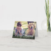 Merry Kerstmis White Script Photo Overlay Feestdagen Kaart (Voorkant)