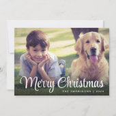 Merry Kerstmis White Script Photo Overlay Feestdagenkaart (Voorkant)
