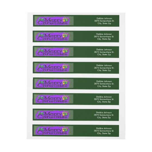 Merry Kerstmis  Wraparound-adreslabel Adreslabel Wikkel (Vel)