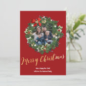 Merry Kerstmis Wreatfoto Feestdagenkaart (Staand voorkant)