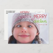 Merry Kerstmis Wreath Holiday Foto Briefkaart (Voorkant / Achterkant)