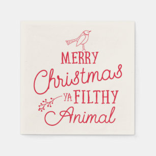 Merry Kerstmis Ya Filthy Animal Paper Napkins Servet