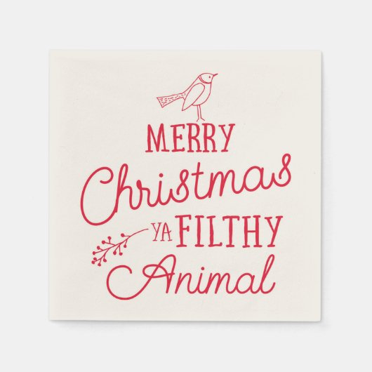 Merry Kerstmis Ya Filthy Animal Paper Napkins Servet (Voorkant)