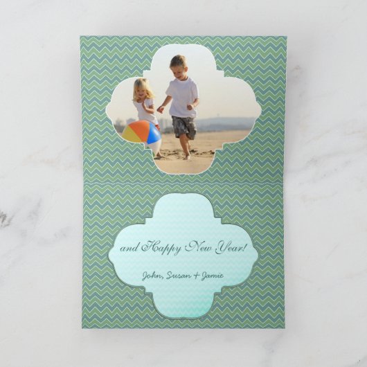 Merry Kerstmis Zig Zag Pattern Your Photo Feestdagen Kaart (Binnen)