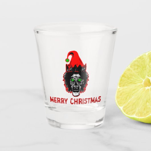 Merry Kerstmis Zombie Elf Shot Glas (Voorkant)