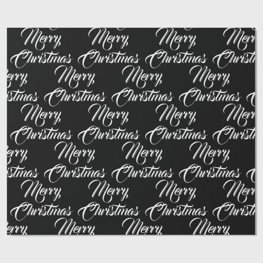 Merry Kerstmis, zwart aangepast script elegant Cadeaupapier (Vlak)