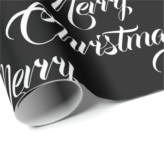 Merry Kerstmis, zwart aangepast script elegant Cadeaupapier (Rol Hoek)