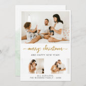 Merry Kerstmis Zwart Manuscript 3 Collage Multifot Feestdagenkaart (Voorkant / Achterkant)