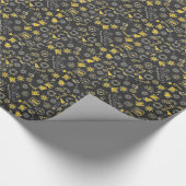 Merry Kerstmis Zwarte Gele Santa Wreatle Kandle Cadeaupapier (Hoek)