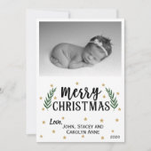 Merry KerstModern | Gold Stars-fotokaart (Voorkant)