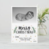 Merry KerstModern | Gold Stars-fotokaart (Staand voorkant)