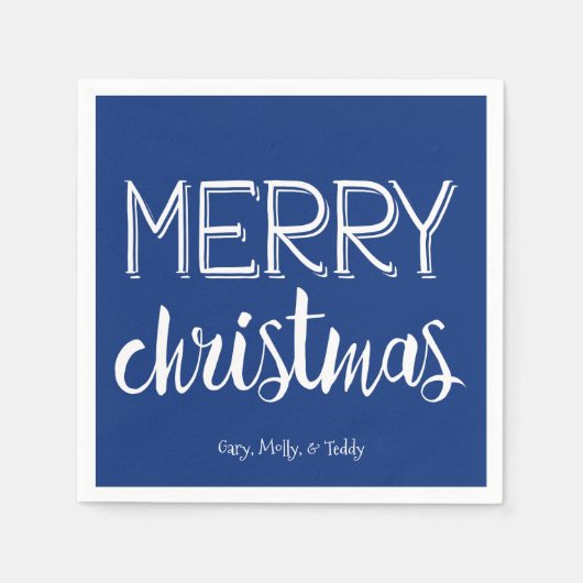 Merry Kerstmonogram Holiday Napkin Servet (Voorkant)