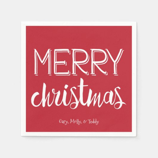 Merry Kerstmonogram Holiday Napkin Servet (Voorkant)